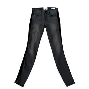 Frame gray Le Skinny de Jeanne velvet side stretch jeans size 25